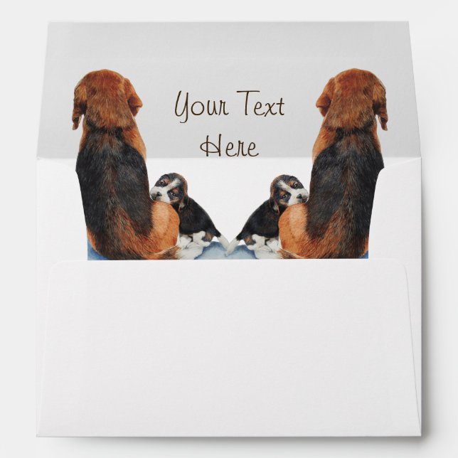 cute puppy beagle with mum dog realist art design envelopes (Back (Bottom))