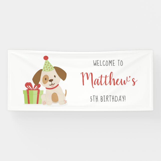 Cute Puppy Birthday Banner (Horizontal)