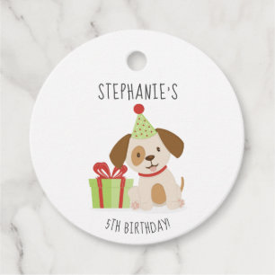 Cute Puppy Birthday Favour Tags