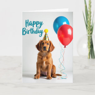 Cute Puppy Birthday Hat Card