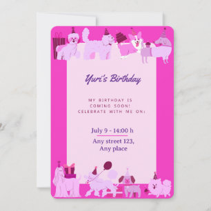 Cute Puppy Birthday Invitation for Girls