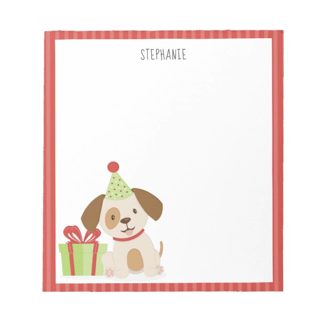 Cute Puppy Birthday Notepad (Front)