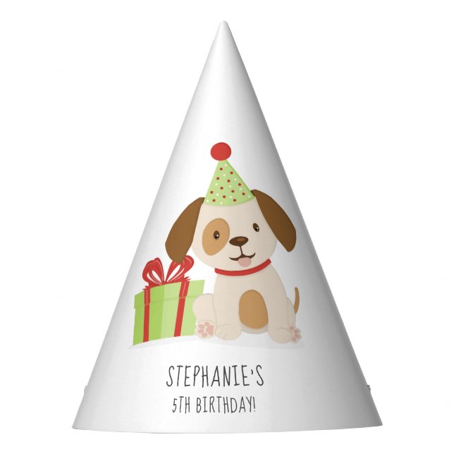 Cute Puppy Birthday Party Hat (Front)