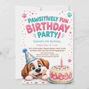 Cute Puppy Birthday Party Invitation for Kids