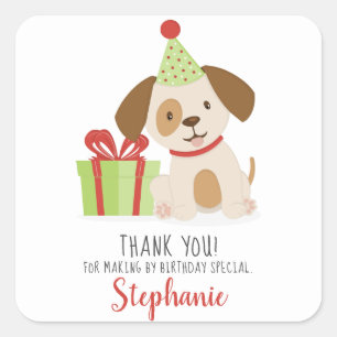 Cute Puppy Birthday Square Sticker