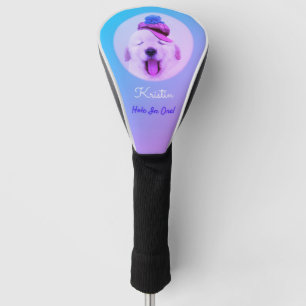 Cute Puppy Blue & Pink Design – smooth leather Golf Head Cover