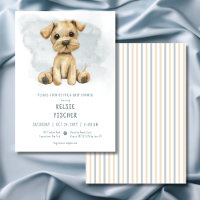 Cute Puppy Blue Watercolor Baby Shower