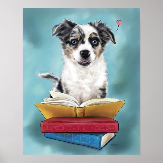 Cute Puppy Book Lover Poster (Front)