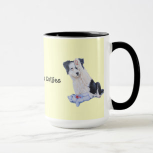 Cute puppy border collie dog portrait realist art mug