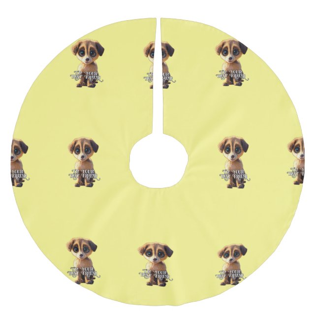 Cute puppy  brushed polyester tree skirt (Front)