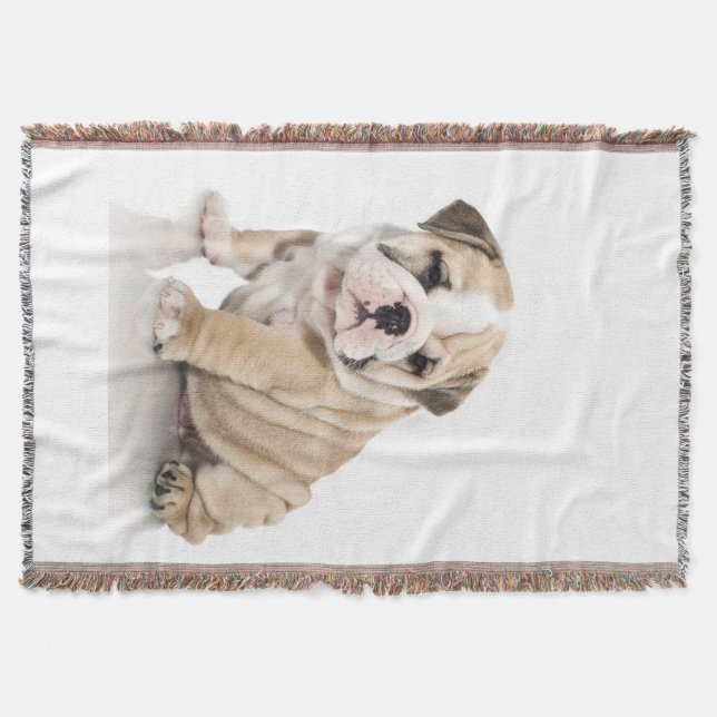 Cute Puppy Bulldog Sad Throw Blanket (Front)