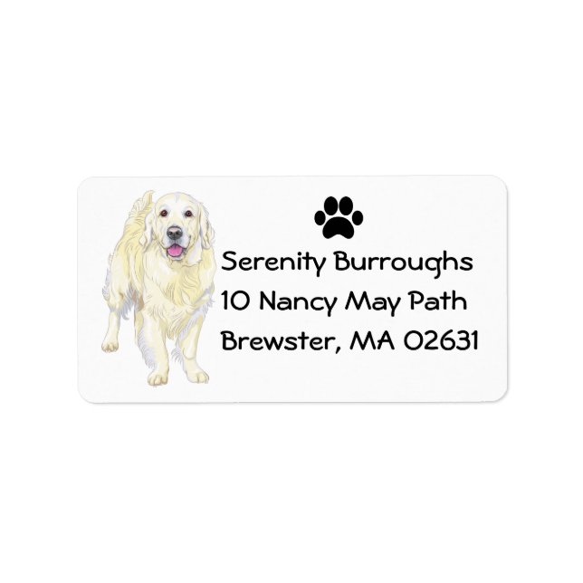 Cute Puppy Cartoon Dog Mum Golden Retriever Label (Front)