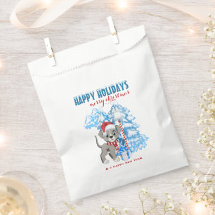 Cute Puppy Cartoon Snowy Christmas Holidays Favour Bags
