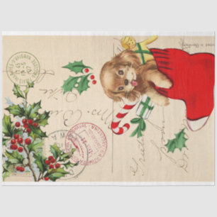 Cute Puppy Christmas Decoupage Tissue Paper