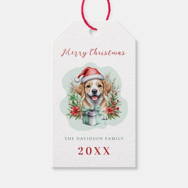 Cute Puppy Christmas  Gift Tags (Front)