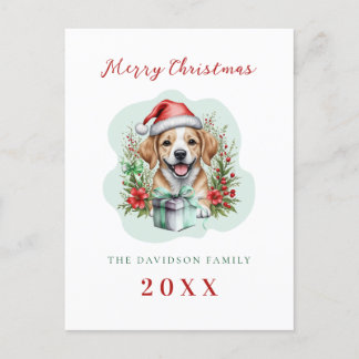 Cute Puppy Christmas Holiday Postcard