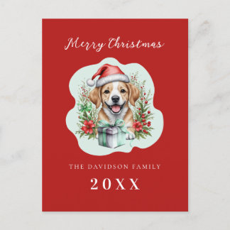 Cute Puppy Christmas Holiday Postcard