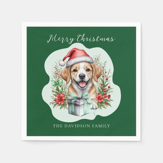 Cute Puppy Christmas  Napkin (Front)
