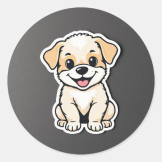 cute puppy classic round sticker