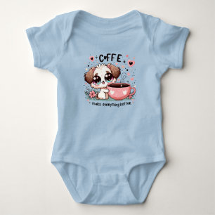 Cute Puppy Coffee Lover Baby Bodysuit - Coffee Mak