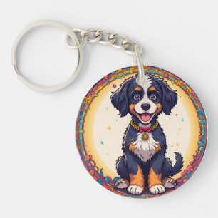 Cute Puppy colourful cartoon style design Key Ring
