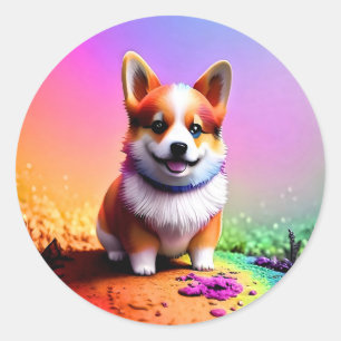 Cute Puppy Corgi Dog-36475 Classic Round Sticker