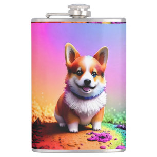Cute Puppy Corgi Dog-36475 Hip Flask