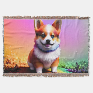 Cute Puppy Corgi Dog-36475 Throw Blanket