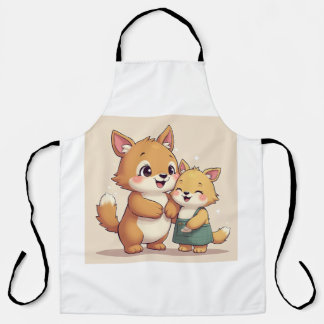 cute puppy couple All-Over Print Apron