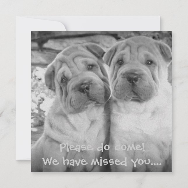 Cute Puppy Couple Personalised Party Invites (Front)