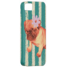 cute puppy daisy green stripes sad pug