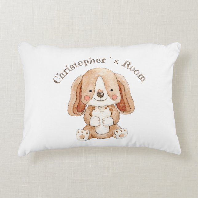 Cute puppy DBL-sided custom text kids Decorative Cushion (Front)