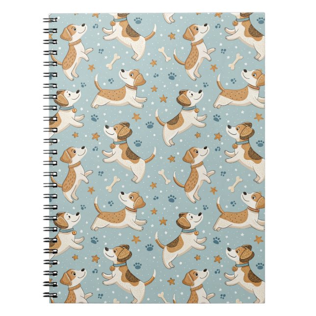 Cute Puppy Design for Kids  - Cartoon Dogs Pattern Notebook (Front)