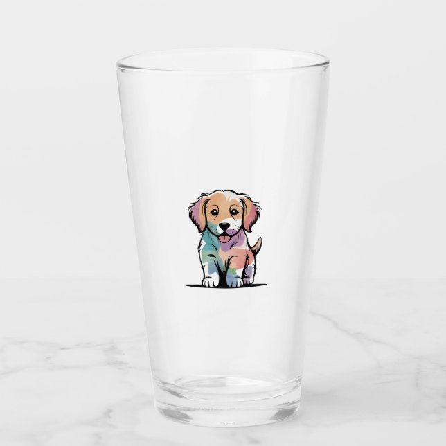 Cute Puppy Design Glass (Front)