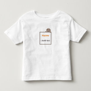 Cute Puppy Dog Adorable Frame Custom Name Toddler T-Shirt