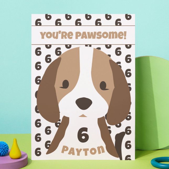 Cute Puppy Dog Age & Name Kid's Birthday Party Thank You Card (Creator Uploaded)