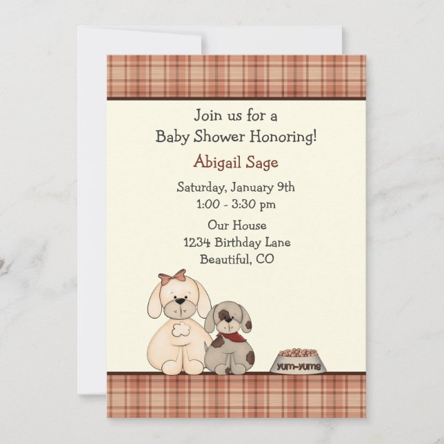 Cute Puppy Dog and Mum Boy's Baby Shower Invitation (Front)