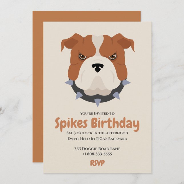 Cute puppy dog birthday party  invitation (Front/Back)