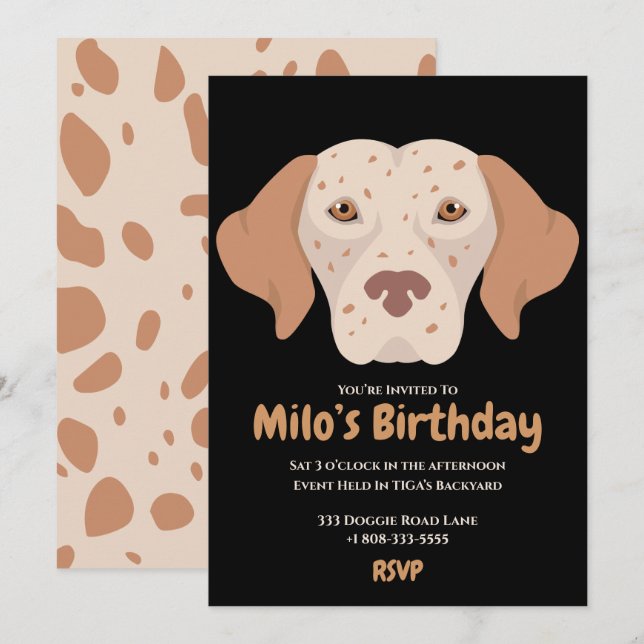 Cute puppy dog birthday party invitation.  invitation (Front/Back)