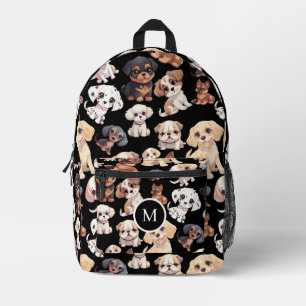 Cute Puppy Dog Black Printed Backpack