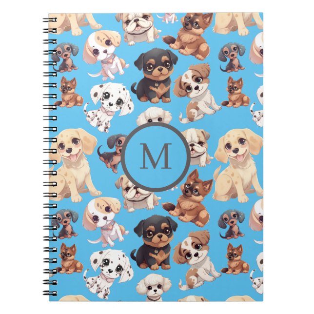 Cute Puppy Dog Blue Notebook (Front)