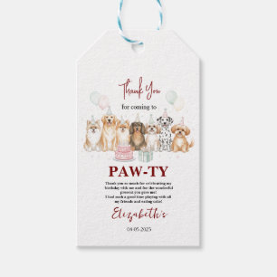Cute Puppy Dog Boy 1st Birthday Pawty Time First Gift Tags