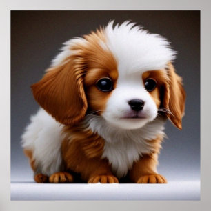 Cute puppy dog brown and white poster