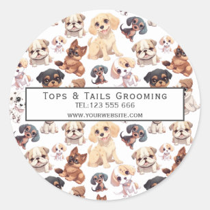 Cute Puppy Dog Business  Classic Round Sticker
