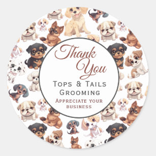 Cute Puppy Dog Business  Classic Round Sticker