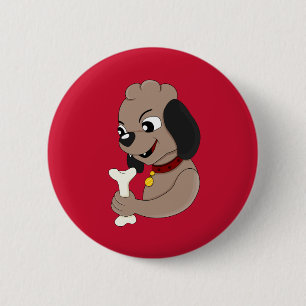 Cute puppy dog cartoon button