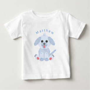 Cute Puppy Dog Cartoon Personalised Pink Pastel Baby T-Shirt