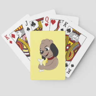 Cute puppy dog cartoon playing cards
