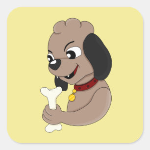 Cute puppy dog cartoon square sticker