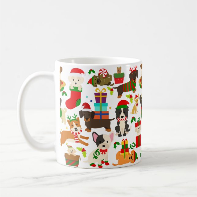 Cute Puppy Dog Christmas Coffee Mug (Left)